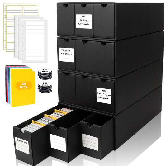 QLOUNI Trading Card Storage Box assembly guide showing sturdy setup for organization.