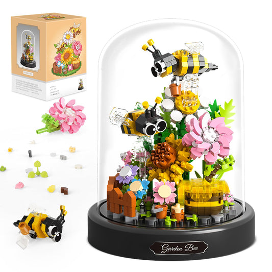 QLT QIAOLETONG Bee bouquet 588pcs showcases a lifelike arrangement for timeless home decor.