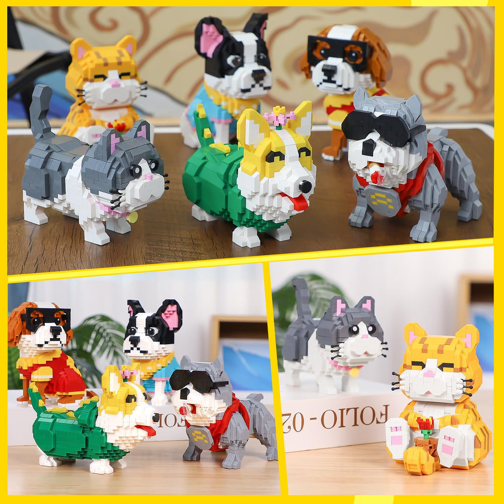 QLT QIAOLETONG orange cat micro bricks shown from the side for detail