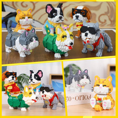 QLT QIAOLETONG orange cat micro bricks shown from the side for detail