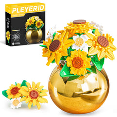 QLT QIAOLETONG Sunflower Building Set bouquet display for home decor