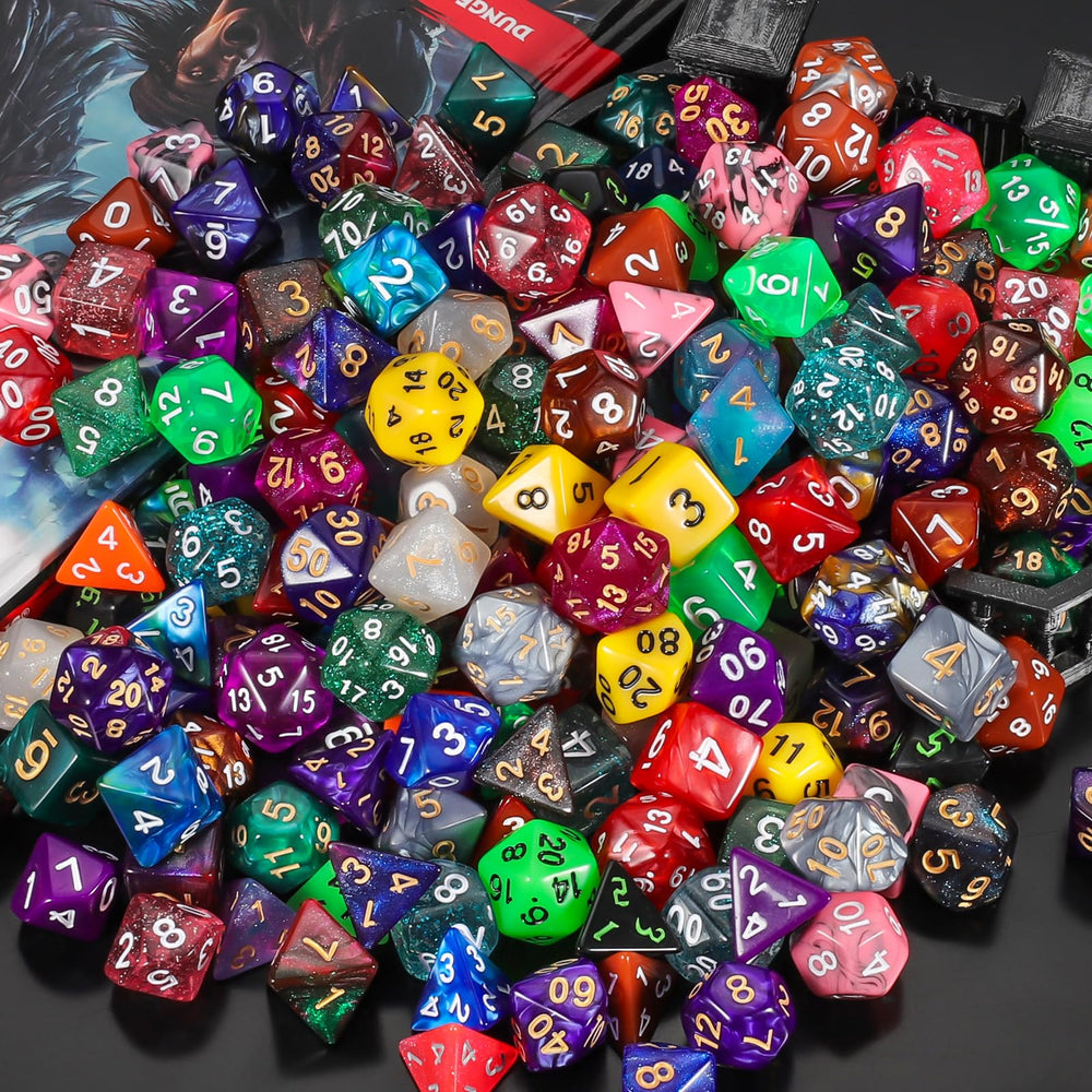 QMay acrylic polyhedral dice emphasize durability and smooth rolling.