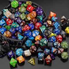 QMay DND Dice Set full pack display shows 140-piece set for campaigns.