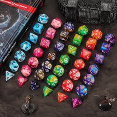 QMay table-top RPG dice collection ready for game night.
