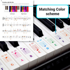 QMG Kids beginner practice setup with color-coded notes and friendly visuals.