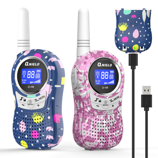 QNIGLO kids walkie talkies compact design for small hands and easy handling