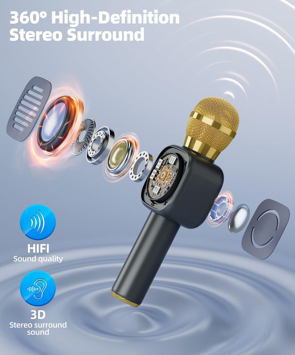 Qnxoat r microphone toy showing duet-friendly TWS pairing for siblings
