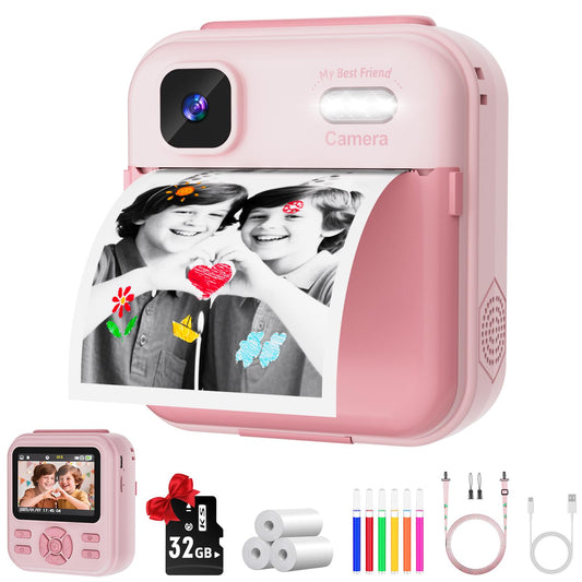Qnxoat r kids camera pink front view showing compact design for creative kids