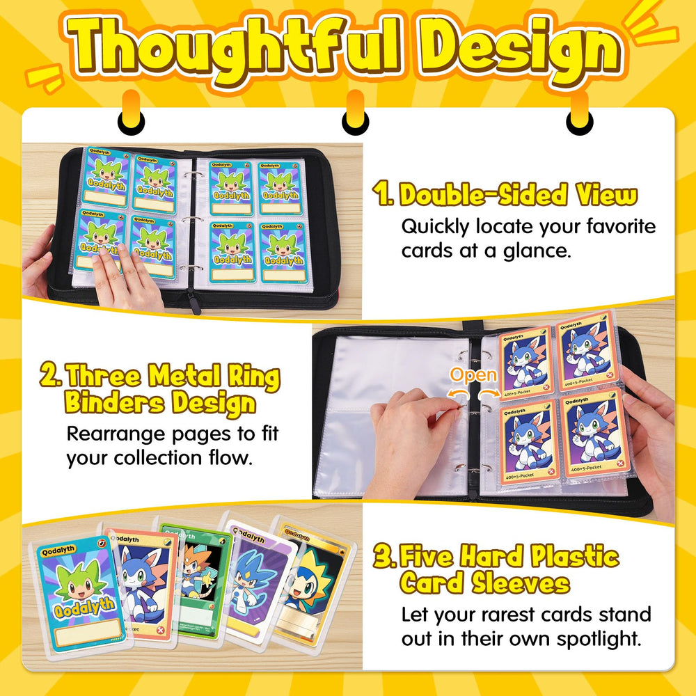 Qodalyth Card Binder 400-card capacity with double-sided pages