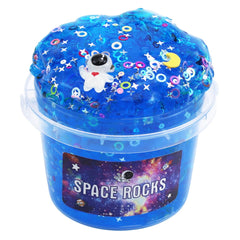 QOFRJTU Blue Sky Space Rocks slime front view with smooth texture ideal for calming play
