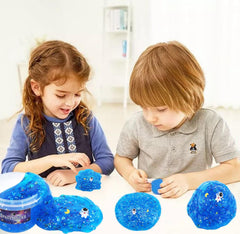 QOFRJTU Blue Sky Space Rocks slime texture closeup emphasizes crunchy beads and gentle scent