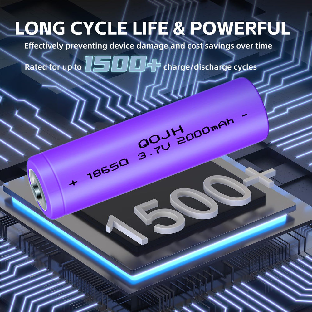 QOJH 2000mAh rechargeable battery delivers stable power for high-drain devices.