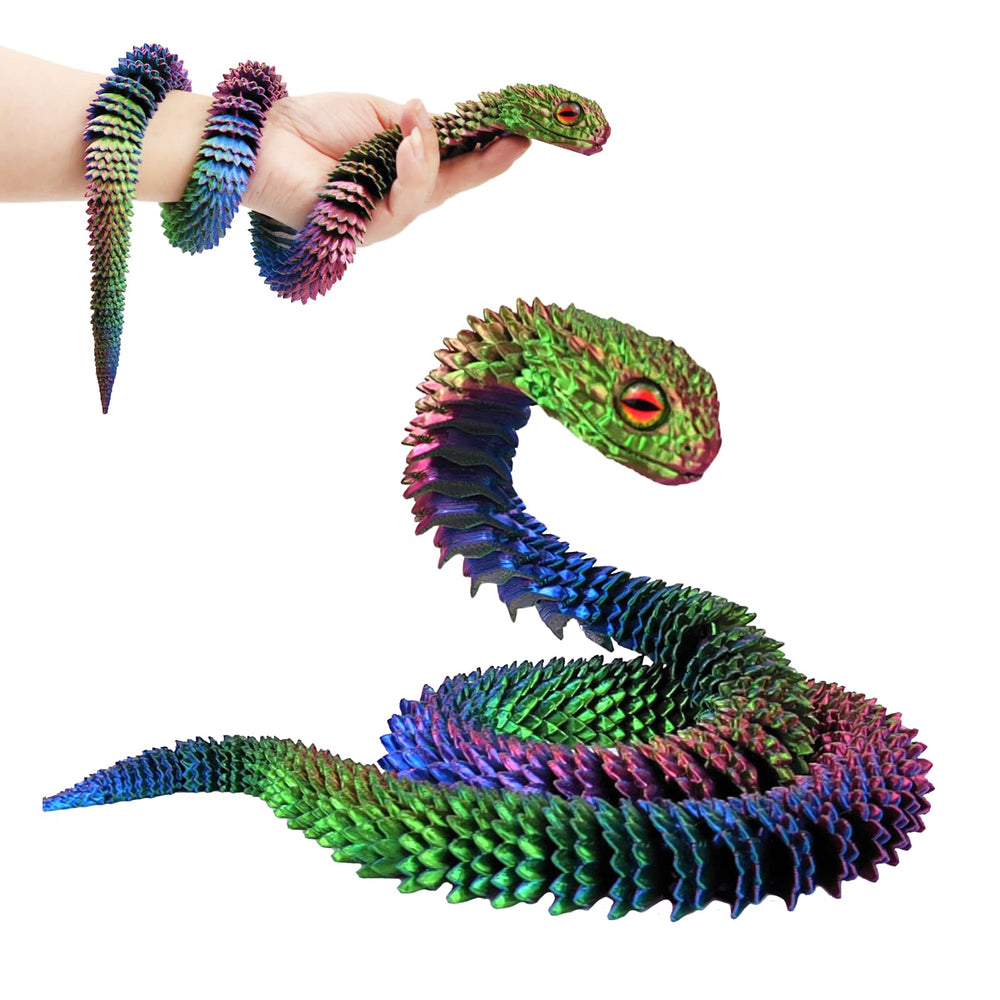 QOUXZ 3D-Printed Snake in pose 1 shows movable joints for versatile desk display