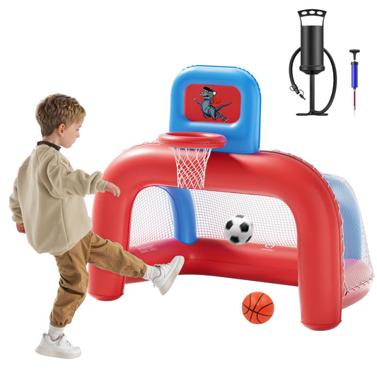 QPAU 2-in-1 inflatable toddler hoop front view showing versatile indoor-outdoor play