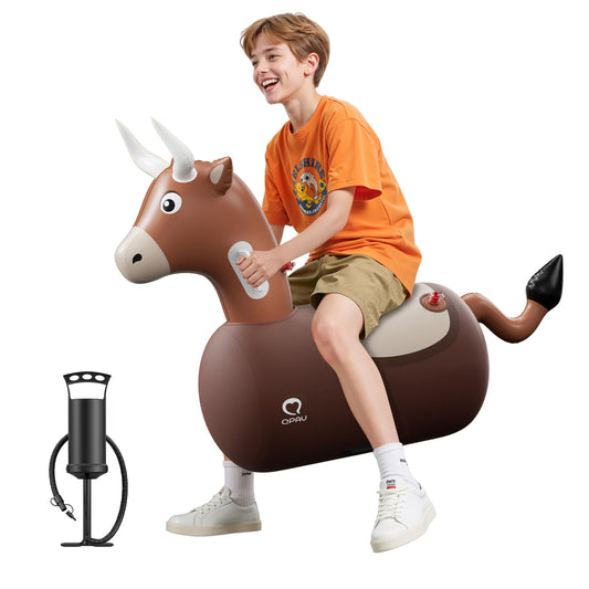 QPAU inflatable bull hopper with fabric cover for durable outdoor play.