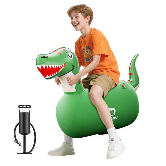 QPAU Kids Dinosaur Hopper side view ready for backyard fun.