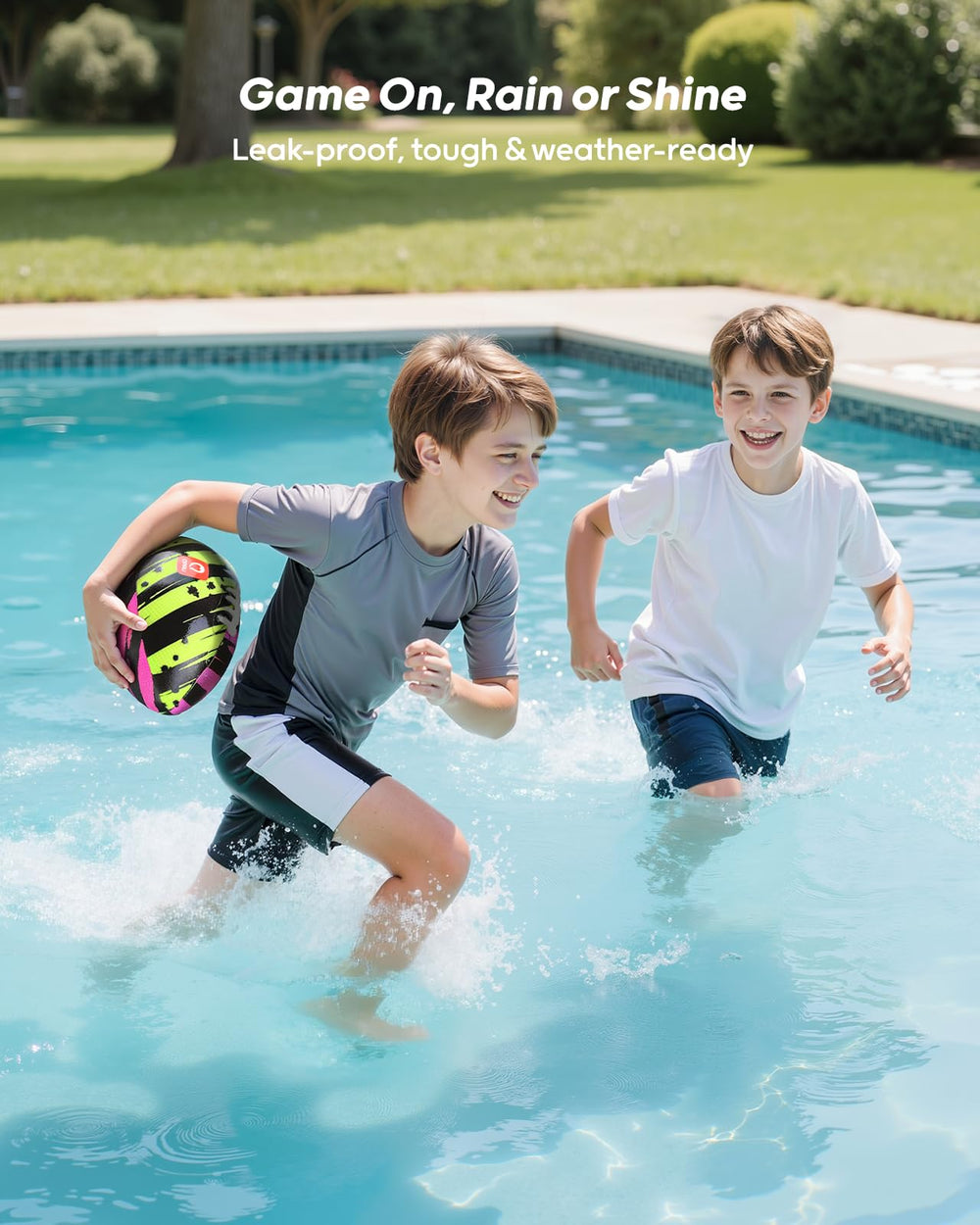 QPAU waterproof football easy inflation for quick setup.