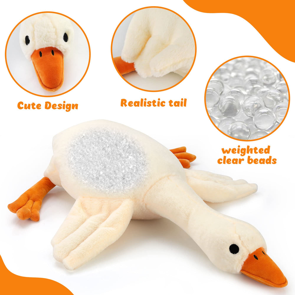 Qpewep white swan plush, soft cotton finish for plush comfort.