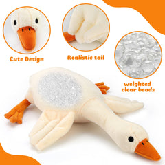 Qpewep white swan plush, soft cotton finish for plush comfort.