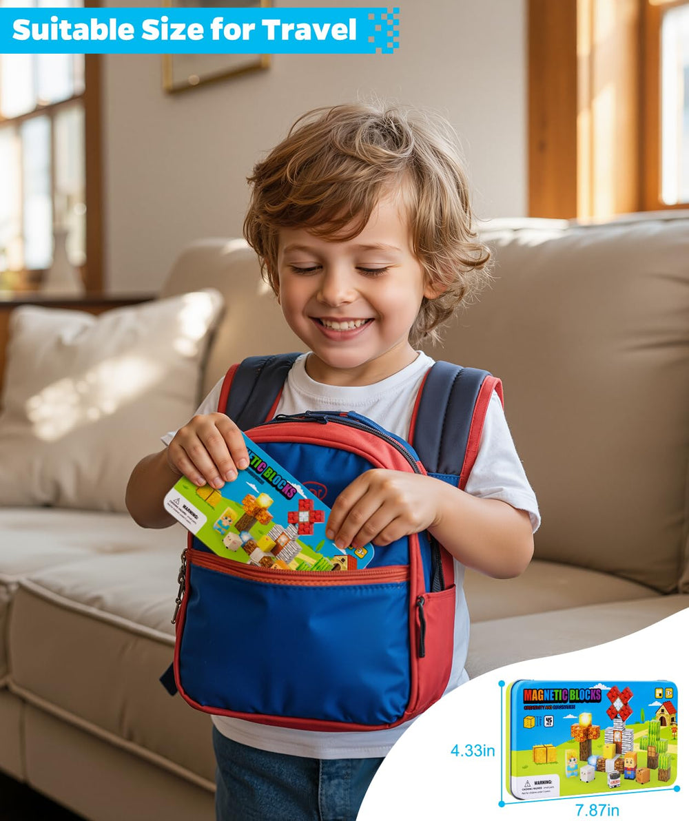 Colorful-creations with magnetic play promote creative thinking.