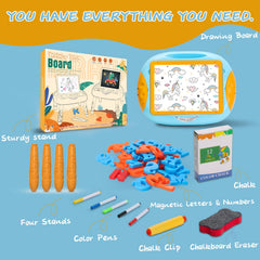 Qrytoi rich accessory set supports doodling, counting, and spelling activities.