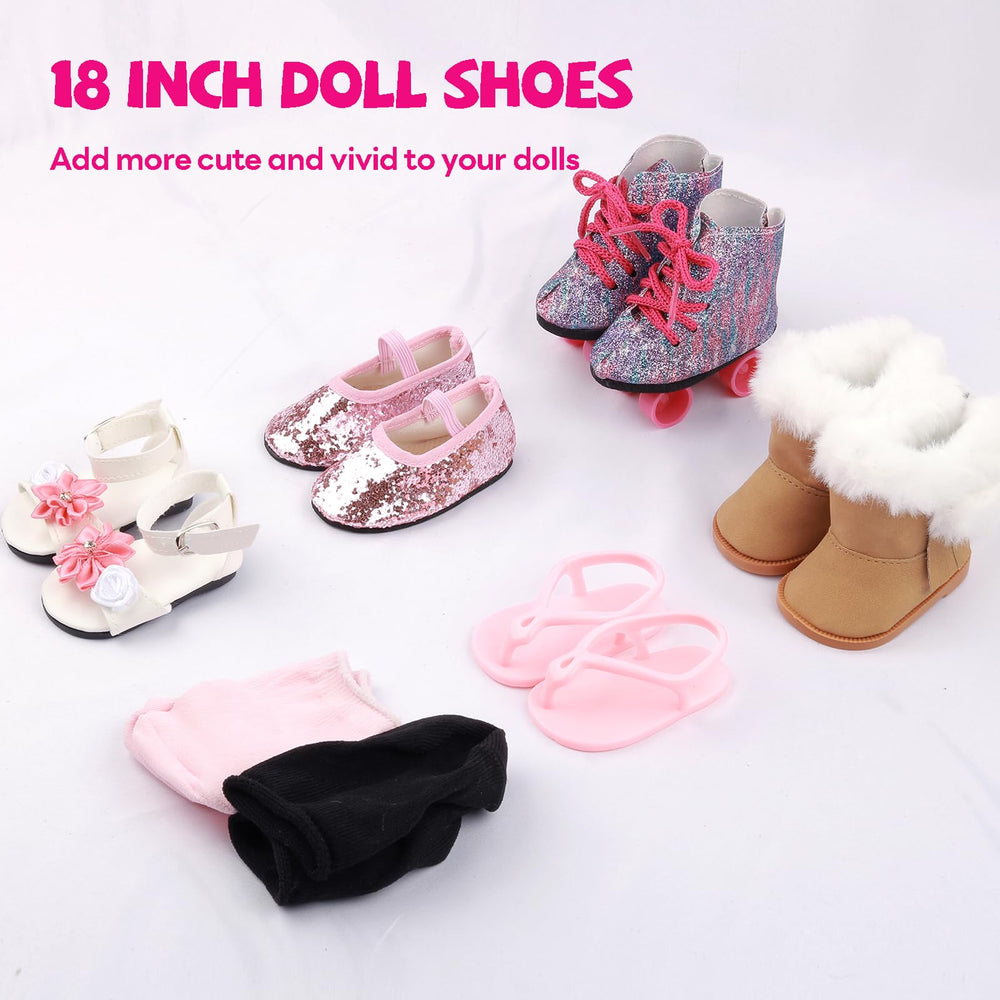 QSKJJI 18-inch doll socks pink, soft material pairs with multiple looks.