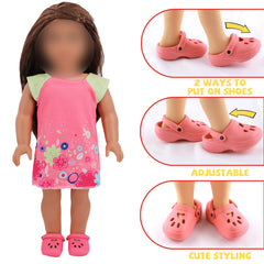 QSKJJI 18-inch yellow doll clogs add sunny day style