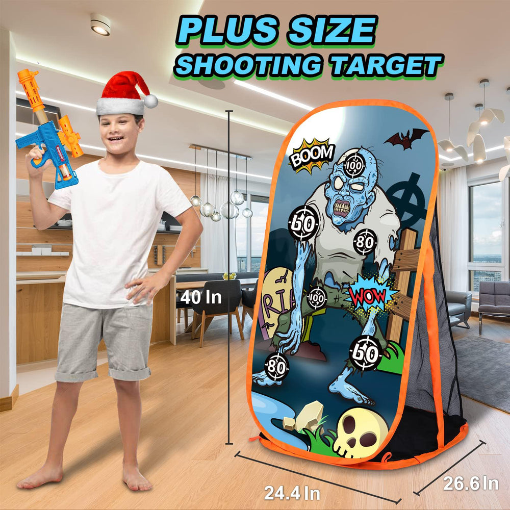 Quanquer foam blaster-compatible target for versatile toy guns.