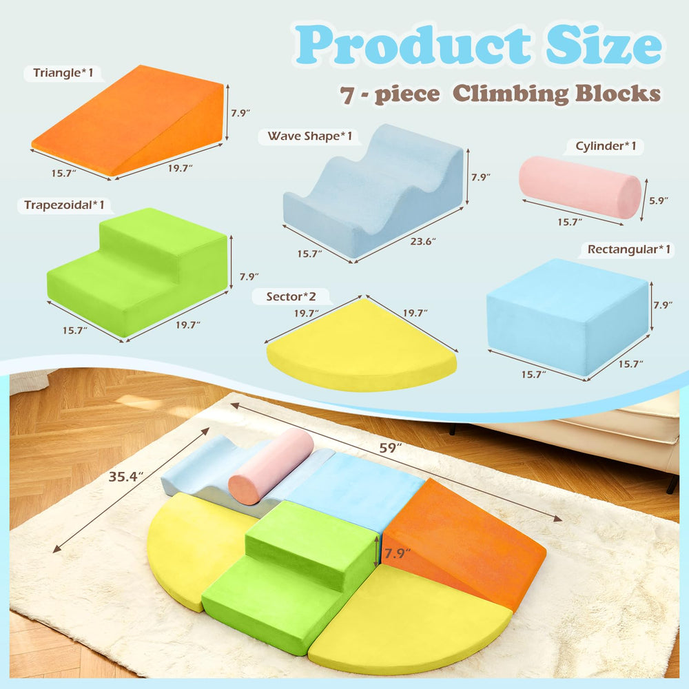 QUCHI climbing blocks removable cover image shows easy cleaning for hygienic play.
