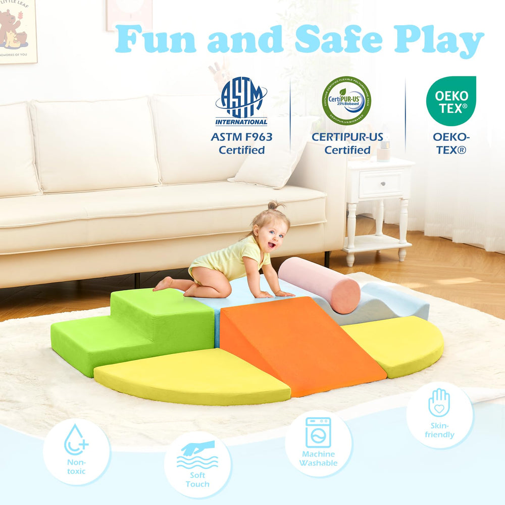 QUCHI 7-piece modular design supports endless indoor play configurations.