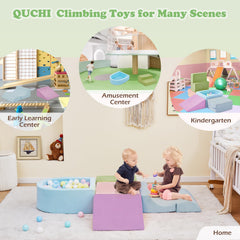 QUCHI colorful shapes stacking image highlights cognitive play and motor skill growth.