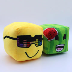 QueenKa Sunny and Melon plush side view, versatile desk companion and cuddle buddy.