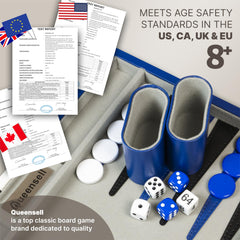Queensell backgammon full kit case keeps all pieces organized