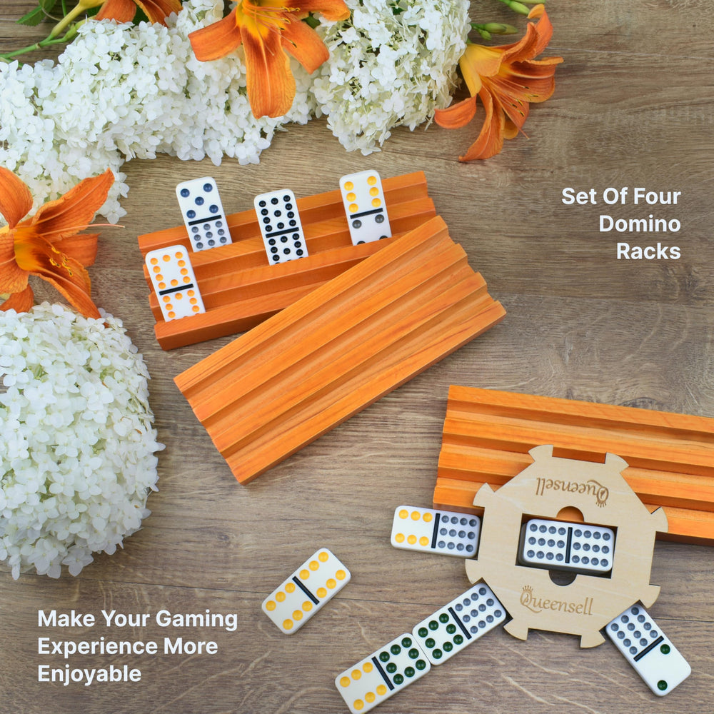 Queensell domino holders durable solid pine construction for lasting use.