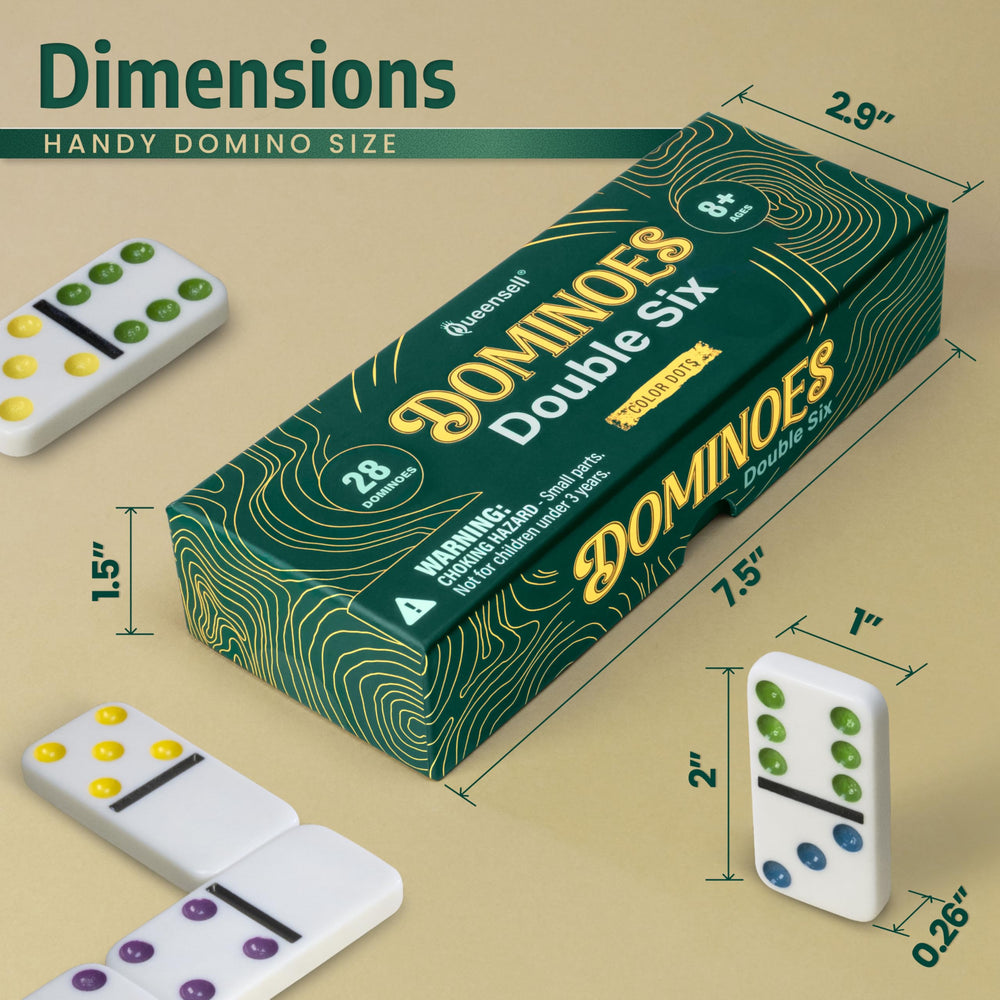 Queensell dominoes with 2-inch tiles for comfortable handling in group games