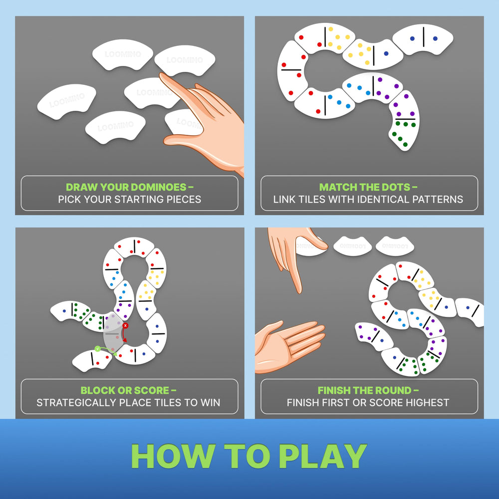Queensell Loomino curved tiles support engaging competition in family play.