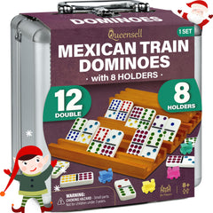 Queensell Mexican Train hub and wooden holders for organized gameplay