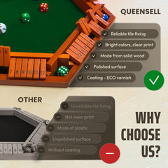 Queensell Shut The Box instruction manual guides setup for new players.