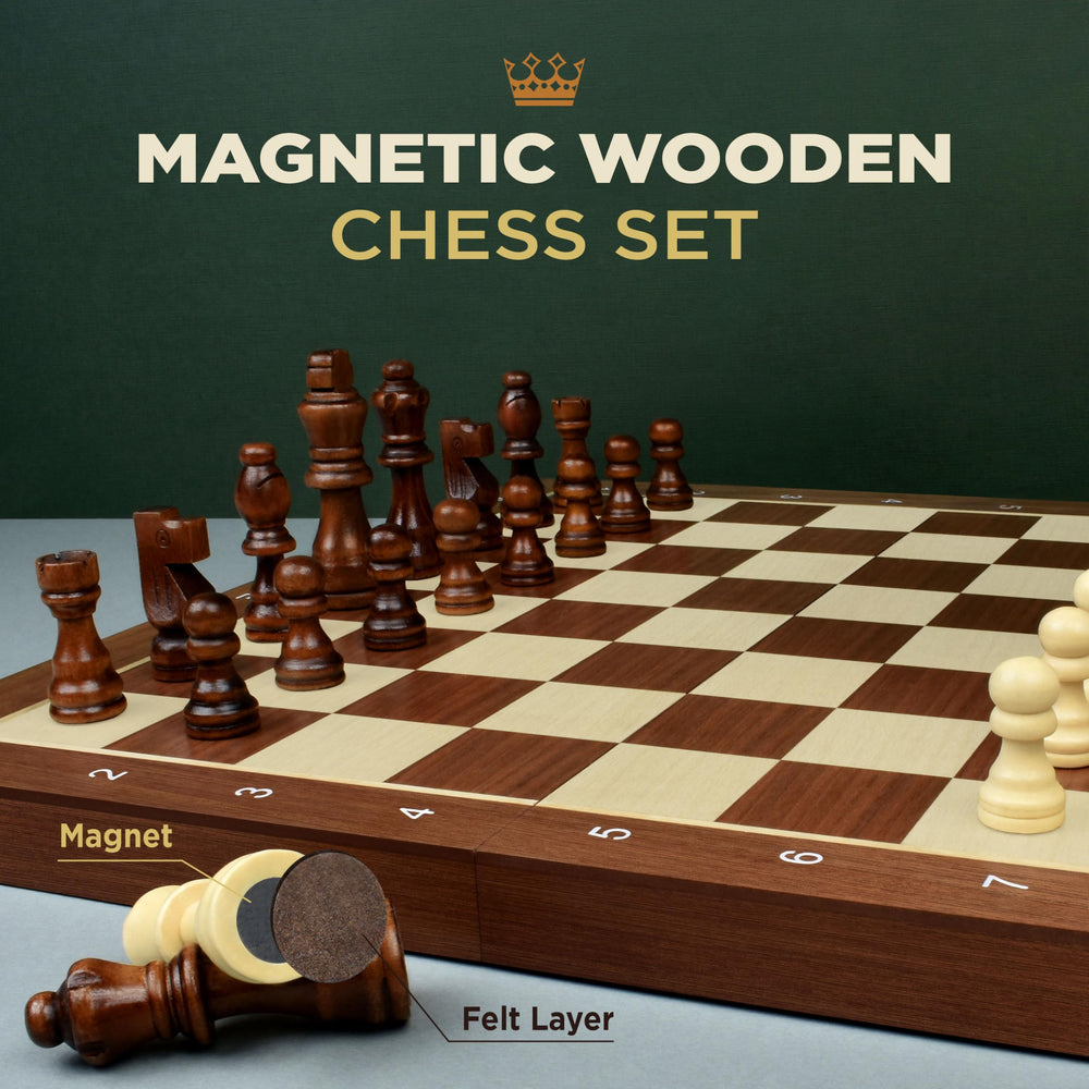 Queensell wooden checkers pieces, 24-piece set with durable finish