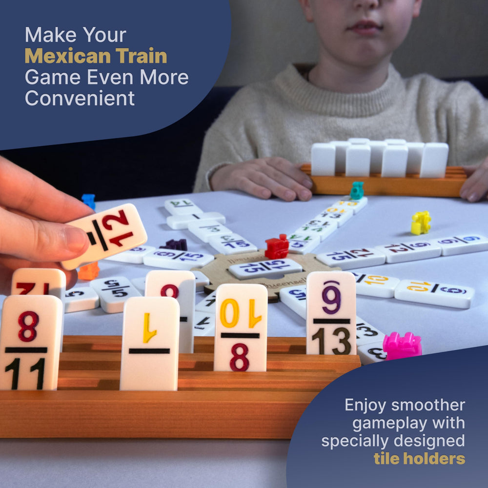 Queensell wooden hub centerpiece for organized, classic dominoes play.
