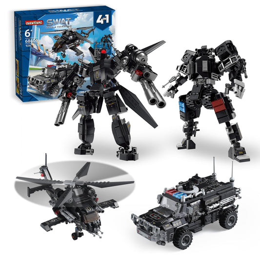 QUENTINAG SWAT police truck transform enables action-packed imaginative play.