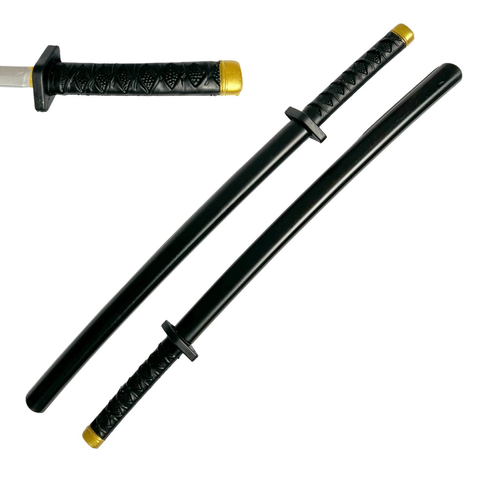 QUEQUAQUI two samurai foam blades with detailed handles for cosplay realism.