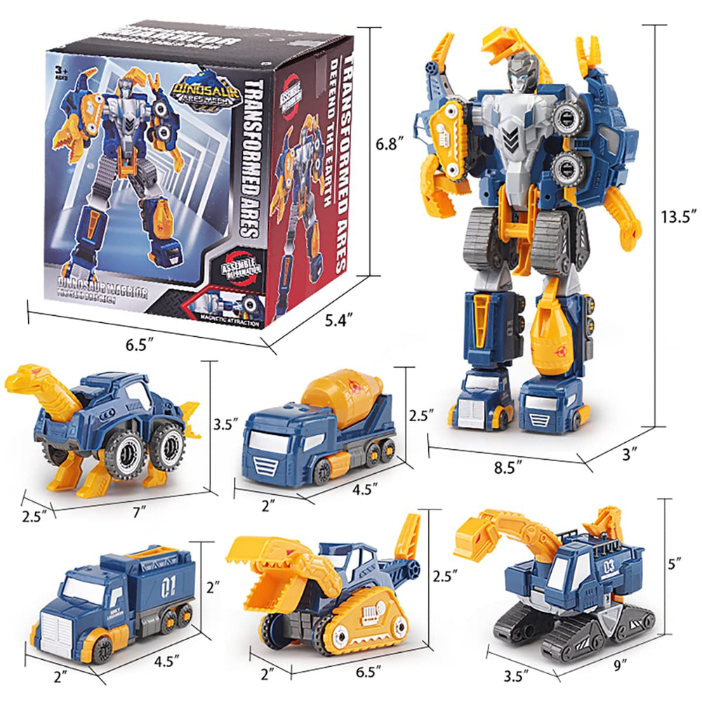QUERCITRON Construction Trucks Toy Robot Assembly transformable play into a big robot