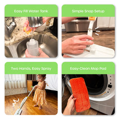 Quiggly toddler spray mop Montessori-style pretend play boosts responsibility