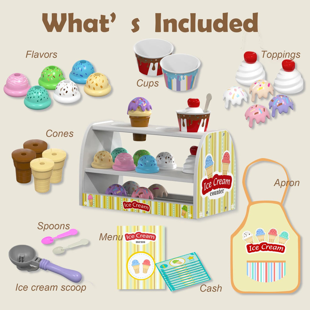 Quimsity ice cream toppings arranged for creative flavor combos and fine motor practice