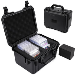 QINGUANG graded card storage box top view with foam dividers for secure storage.