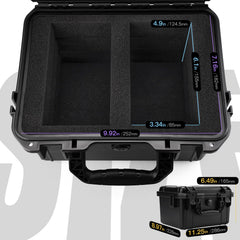 QINGUANG trading card case interior showing 4 foam dividers for organization.