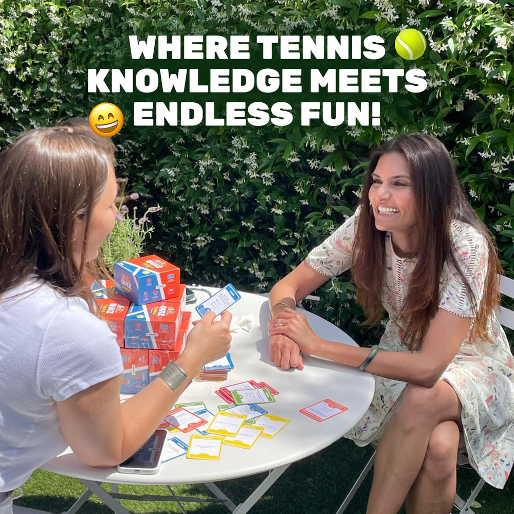 Quiz Tennis family and friends game night setup.