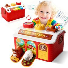 Quliwise interactive pop-up farm animals toy with three popping critters for babies