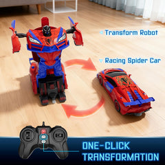 Qumcou Spider transforms to robot mode with a button for imaginative play.